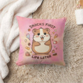 Snack First, Life Later Pillow – Funny Cozy Quote  Kissen (Decke)