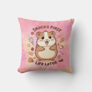 Snack First, Life Later Pillow – Funny Cozy Quote  Kissen