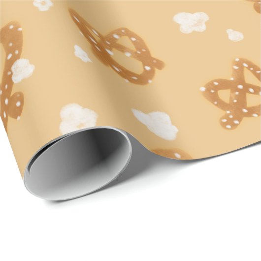 Snack Food Wrapping Paper - Popcorn & Soft Pretzel Geschenkpapier (Rolleneckpunkt)