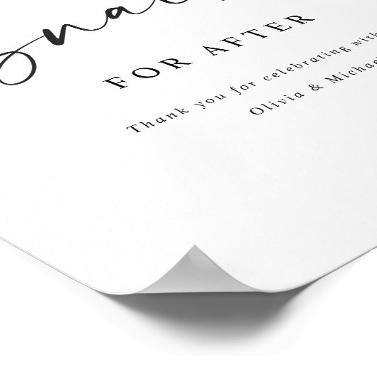 Snack for After Modern Handwritten Wedding Sign Poster (Ecke)