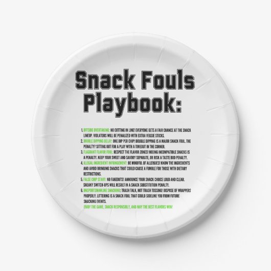 Snack Fouls Playbook Pappteller (Vorderseite)