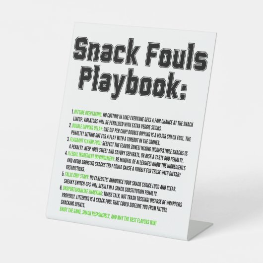 Snack Fouls Playbook Sockelschild (Vorderseite)