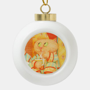 SNACK KITTY Keramik Ball Ornament