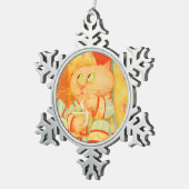 SNACK KITTY Pewter Snowflake Ornament (Rechts)