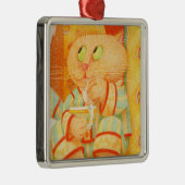 SNACK KITTY Premium Square Ornament Aus Metall (Rechts)