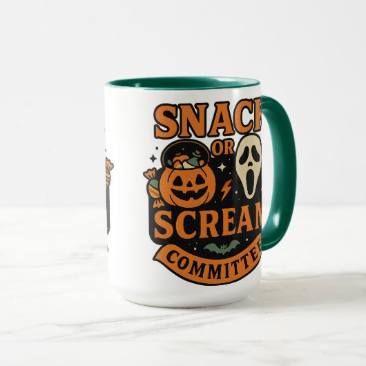 Snack or Scream Committee | Halloween Tasse (VorderseiteRechts)