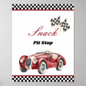 Snack Pit Stop Rennwagen 1. Geburtstag Tischschild Poster (Vorne)