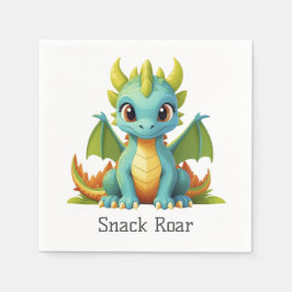 Snack Roar Green Blue Baby Dragon Paper Napkins Serviette