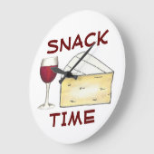 Snack Time Red Wine Glass Brie Feinschmecker Große Wanduhr (Winkel)