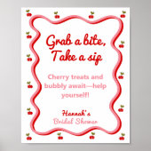 Snack-Tisch Retro Cherry Brautparty-Zeichen Poster (Vorne)