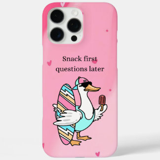 Snack zuerst, Fragen später Shirt | Cool Duck iPhone 16 Pro Max Hülle