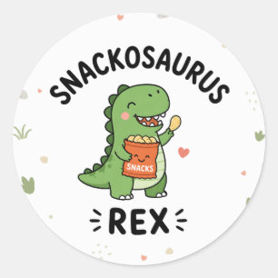 Snackosaurus Rex Süßes Dinosaurier Snack Design Runder Aufkleber