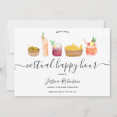 Snacks Cocktails Aquarell virtuelle glückliche Stu Einladung (Vorderseite)