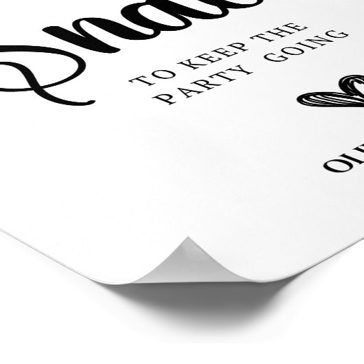 Snacks für verspätete Nächte Hochzeiten Brautparty Poster (Ecke)