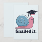 Snacks It Funny Snail Abschluss Hat Graduate Einladung (Vorne/Hinten)