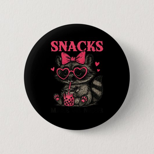 Snacks machen mich netter Lustiger bunter Waschbär Button (Vorderseite)