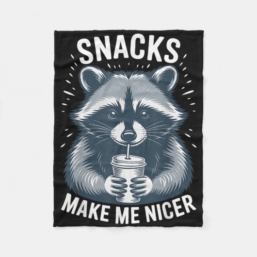 Snacks machen mich Nicer Raccoon Funny Niedlich Fo Fleecedecke (Vorderseite)
