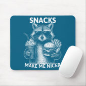 Snacks Make Me Nicer Funny Raccoon Sarcastic Anima Mousepad (Mit Mouse)