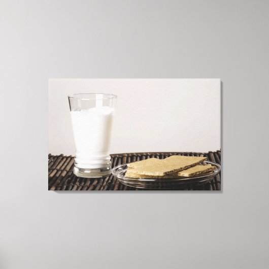 Snacks mit einem Glas Milch Leinwanddruck (Vorderseite)