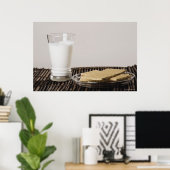 Snacks mit einem Glas Milch Poster (Heimbüro)