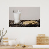 Snacks mit einem Glas Milch Poster (Küche)
