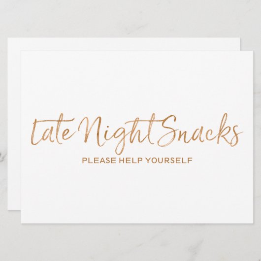 Snacks zum Hochzeitszeichen für späte Nacht | Stil Einladung (Vorne/Hinten)