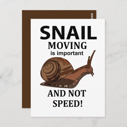 Snail Animal Quote Typografie Postkarte (Vorne/Hinten)