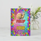 Snail Custom Charakter Geburtstag einladen Einladung (Stehend Vorderseite)