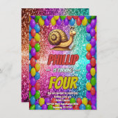 Snail Custom Charakter Geburtstag einladen Einladung (Vorne/Hinten)