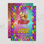 Snail Custom Charakter Geburtstag einladen Einladung (Vorne/Hinten)