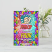 Snail Custom Charakter Geburtstag einladen Einladung (Stehend Vorderseite)