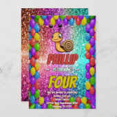 Snail Custom Charakter Geburtstag einladen Einladung (Vorne/Hinten)