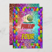 Snail Custom Charakter Geburtstag einladen Einladung (Vorne/Hinten)