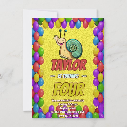 Snail Einzigartiger Personalisierter Geburtstag Ei Einladung (Vorderseite)