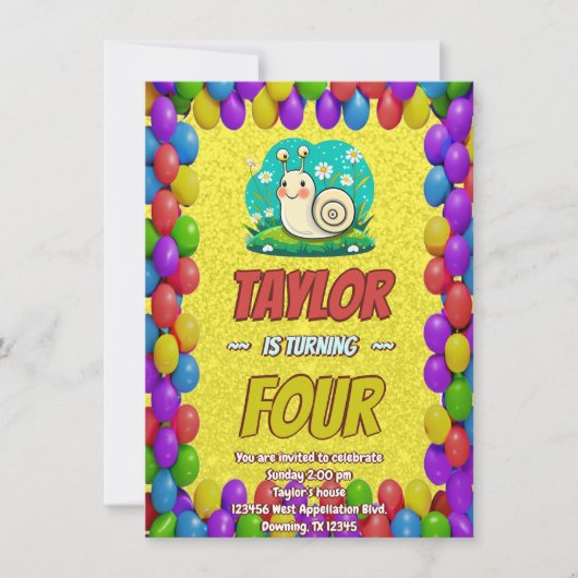 Snail Einzigartiger Personalisierter Geburtstag Ei Einladung (Vorderseite)