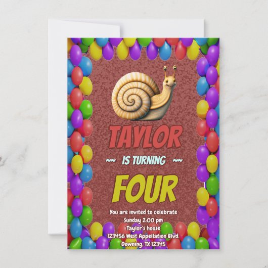 Snail Einzigartiger Personalisierter Geburtstag Ei Einladung (Vorderseite)