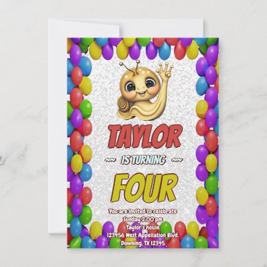 Snail Einzigartiger Personalisierter Geburtstag Ei Einladung (Vorderseite)