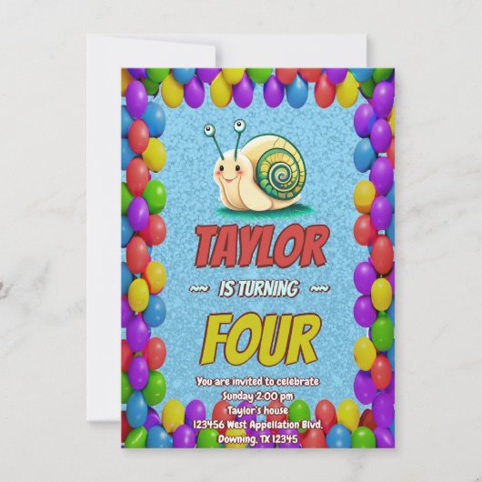 Snail Einzigartiger Personalisierter Geburtstag Ei Einladung (Vorderseite)