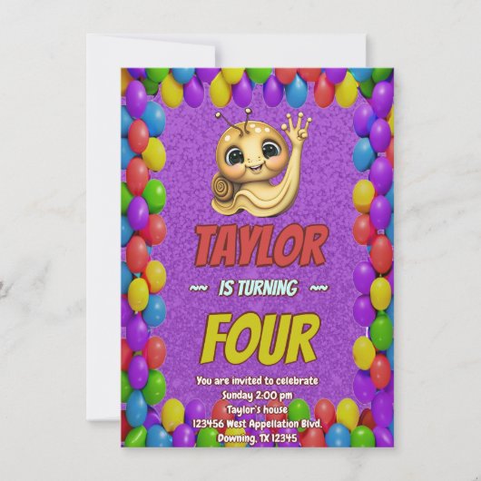 Snail Einzigartiger Personalisierter Geburtstag Ei Einladung (Vorderseite)