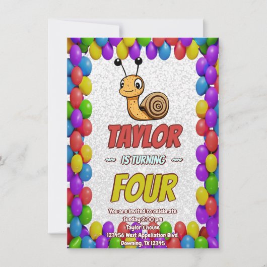 Snail Einzigartiger Personalisierter Geburtstag Ei Einladung (Vorderseite)