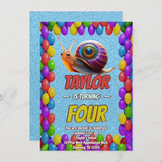 Snail Einzigartiger Personalisierter Geburtstag Ei Einladung (Vorne/Hinten)