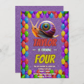 Snail Einzigartiger Personalisierter Geburtstag Ei Einladung (Vorne/Hinten)