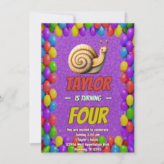 Snail Einzigartiger Personalisierter Geburtstag Ei Einladung (Vorderseite)