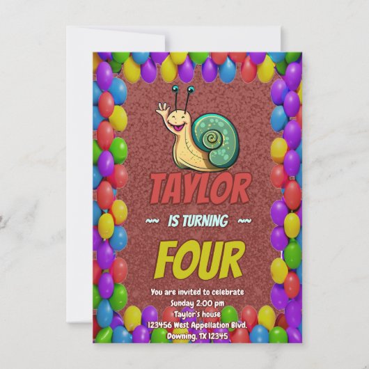 Snail Einzigartiger Personalisierter Geburtstag Ei Einladung (Vorderseite)