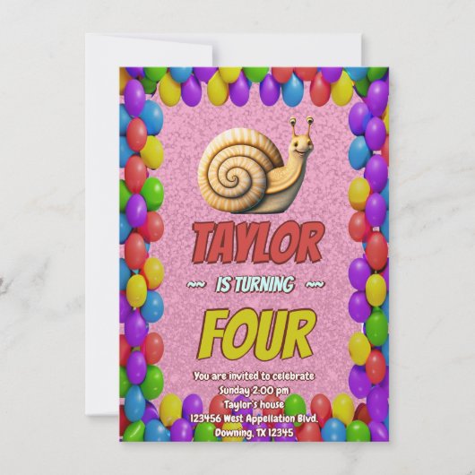 Snail Einzigartiger Personalisierter Geburtstag Ei Einladung (Vorderseite)