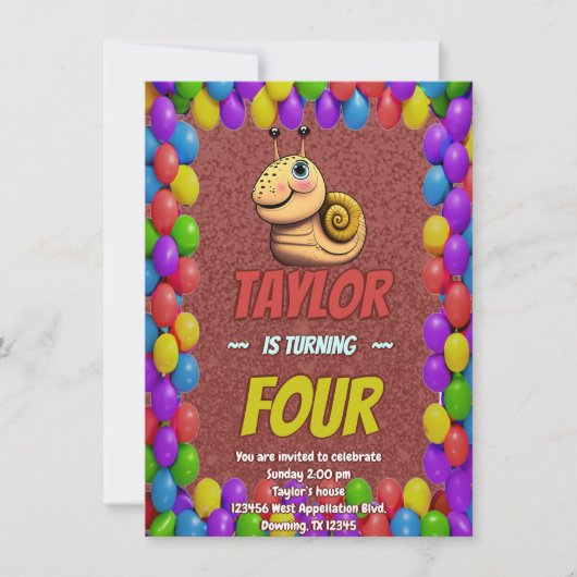Snail Einzigartiger Personalisierter Geburtstag Ei Einladung (Vorderseite)