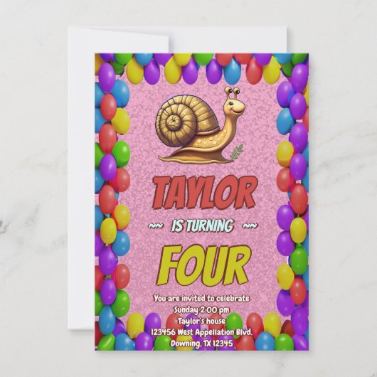 Snail Einzigartiger Personalisierter Geburtstag Ei Einladung (Vorderseite)
