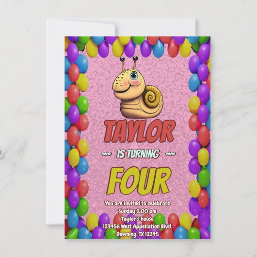 Snail Einzigartiger Personalisierter Geburtstag Ei Einladung (Vorderseite)