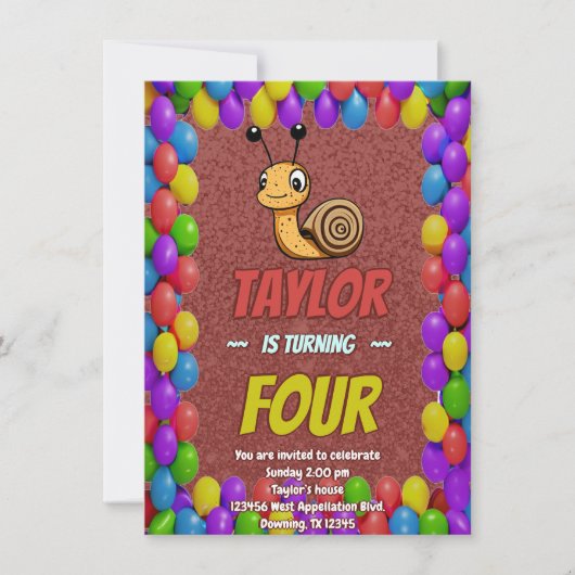 Snail Einzigartiger Personalisierter Geburtstag Ei Einladung (Vorderseite)