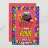 Snail Einzigartiger Personalisierter Geburtstag Ei Einladung (Vorne/Hinten)